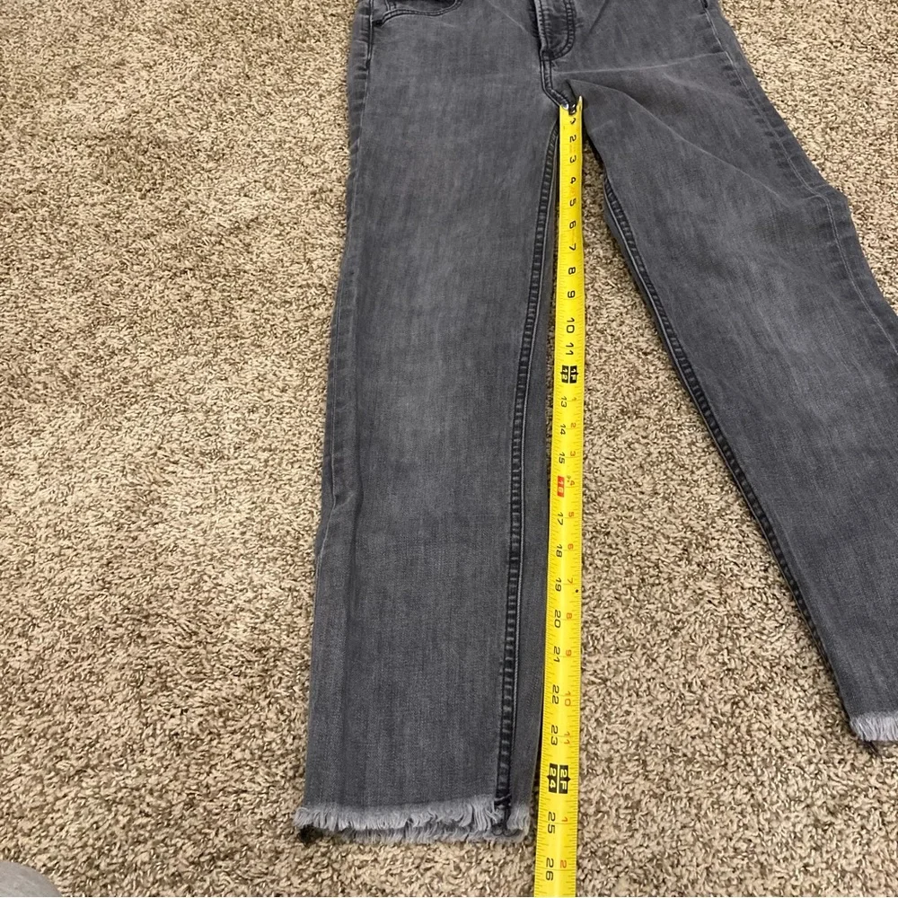 Y2K Express Faded Black Frayed Hem Mom Jeans Size 0 Super High Rise - Picture 10 of 15